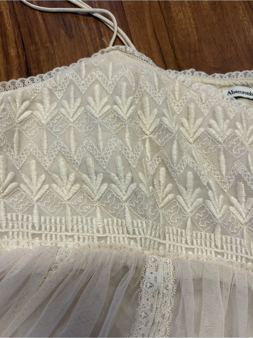 Ambercrombie &Fitch Bohemian Fairy Cream Embroidered Baby Doll Dress XL Boho - Picture 5 of 11